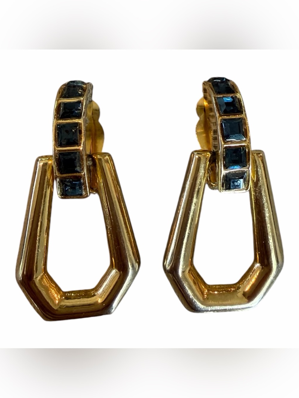 Ben Amun Clip On Earrings Blue  & Gold Color